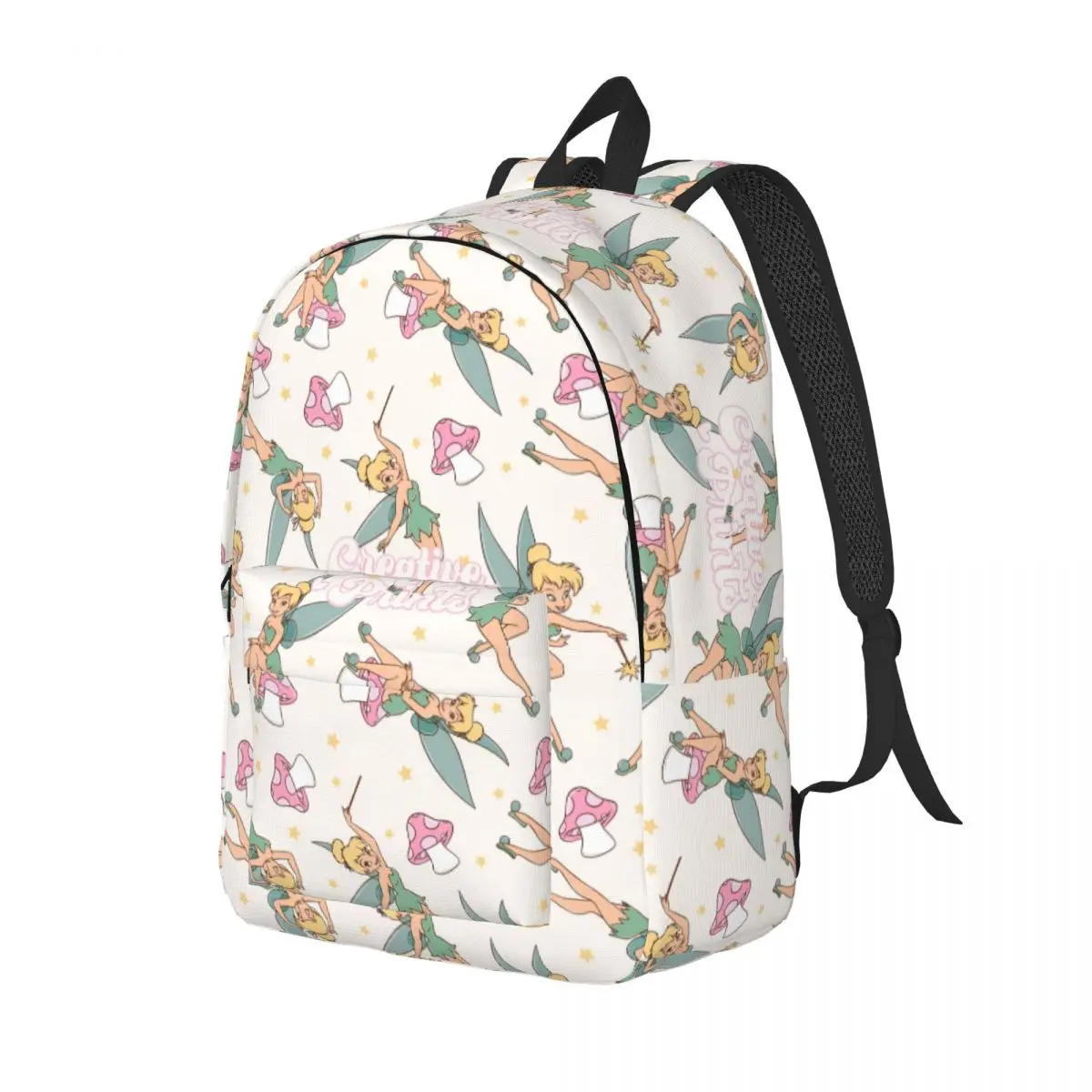 Custom Cartoon Tinker Bell Canvas Backpacks for Women Men College School Students Bookbag Fits 15 Inch Laptop Bags