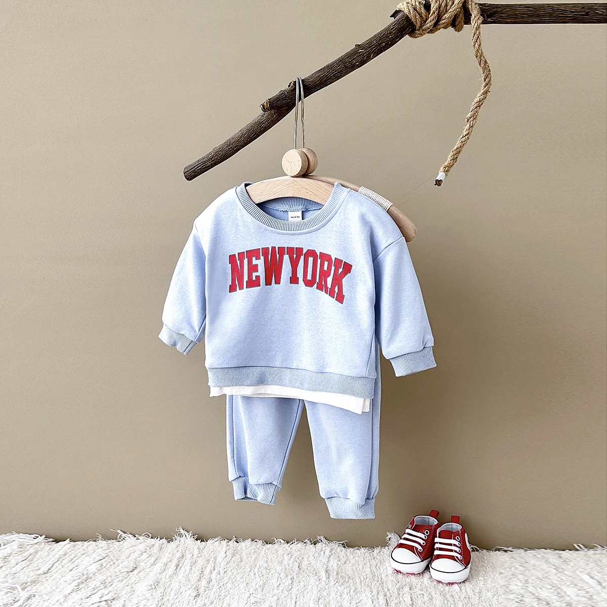 2Pcs Newborn Baby Autumn Infant Outfit New Baby Boys Girls Clothes Pullovers Top+Pants Cotton Plush Letter Casual Wear Baby 0-3Y