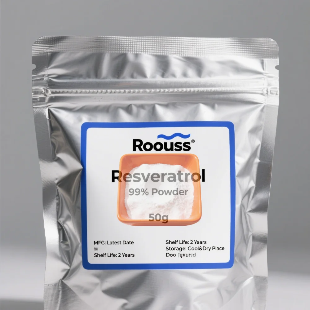 Resveratrol Powder 99% Pure (CAS 501-36-0): Cosmetics Skin Whitening, Specialized Custom Multilayer Packaging, Global Swift