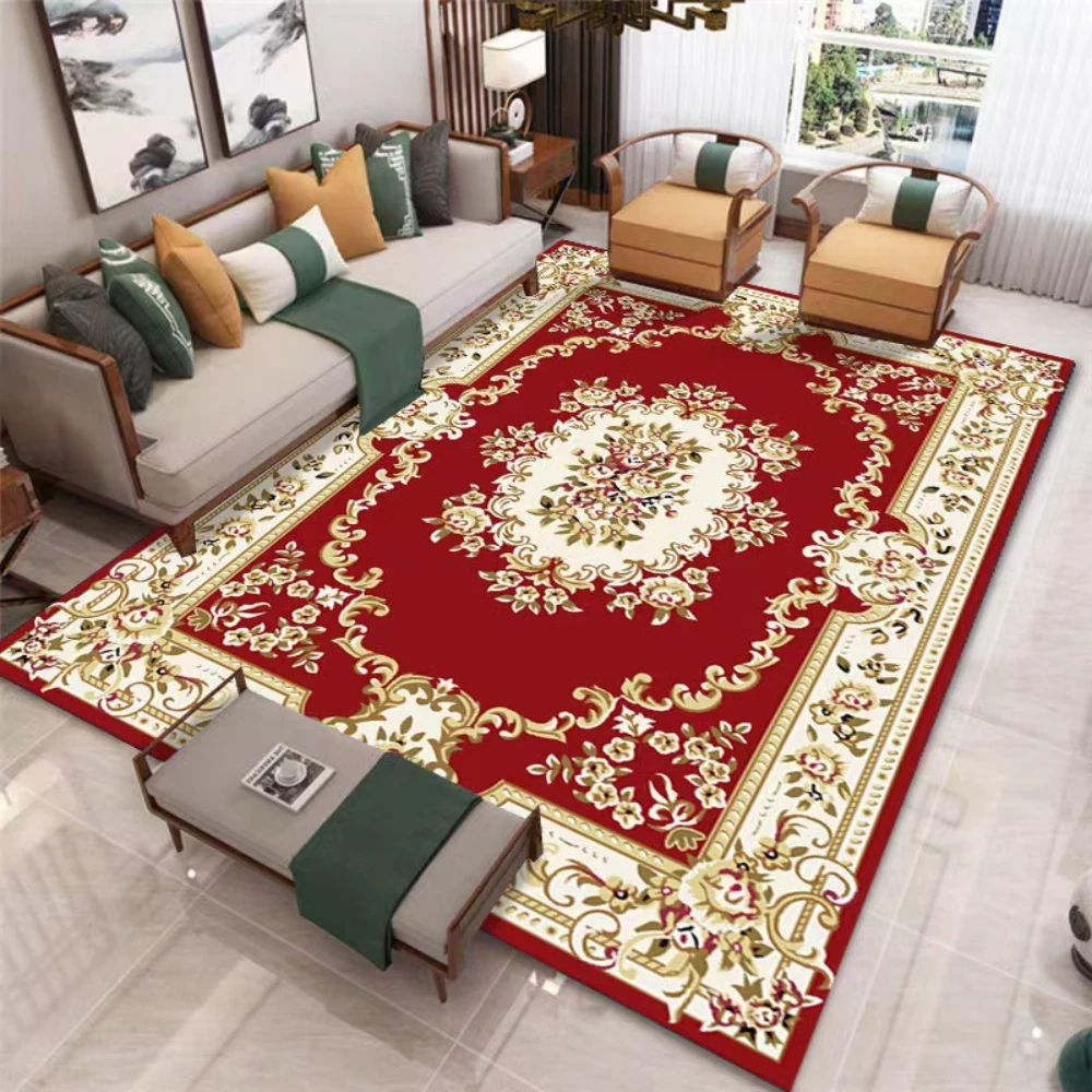 

Artistic Red European Pattern Non Slip Carpet Area Rug for Living Room Bedroom Kitchen Floor Mat Doormat Home Decor Washable