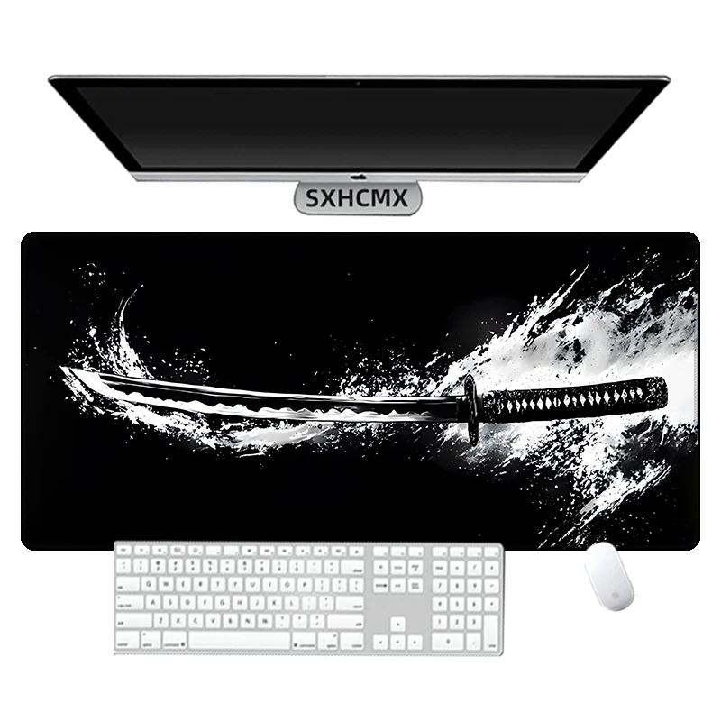 Neue XXL Gummi Anti-Rutsch Gaming Tastatur-Mauspad Lange Schreibtischunterlage Japanisches Katana Mauspad Großes Computer-Büro-Spieltisch-Unterlage