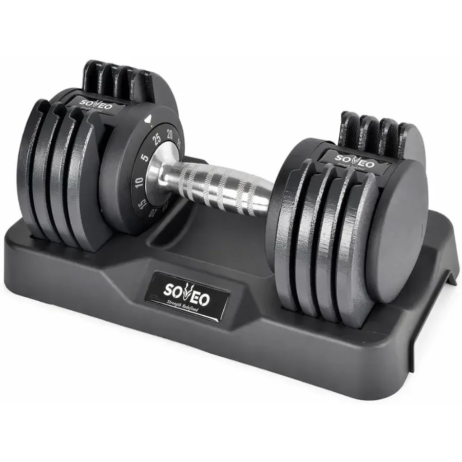 Adjustable Dumbbell, 10-in-1 Quick Dial Weight Dumbbells, 5-25 LB/ 5-55 LB Adjustable Weights with 1-Second Adjustment, Secure
