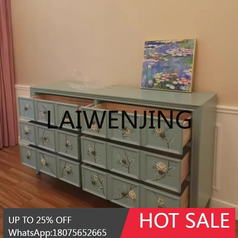 American-Style Painted Multi-Grid Drawer Cabinet Hallway Bedroom TV Corner Cabinet Decoration Five Buckets Three-Bucket Cabinet