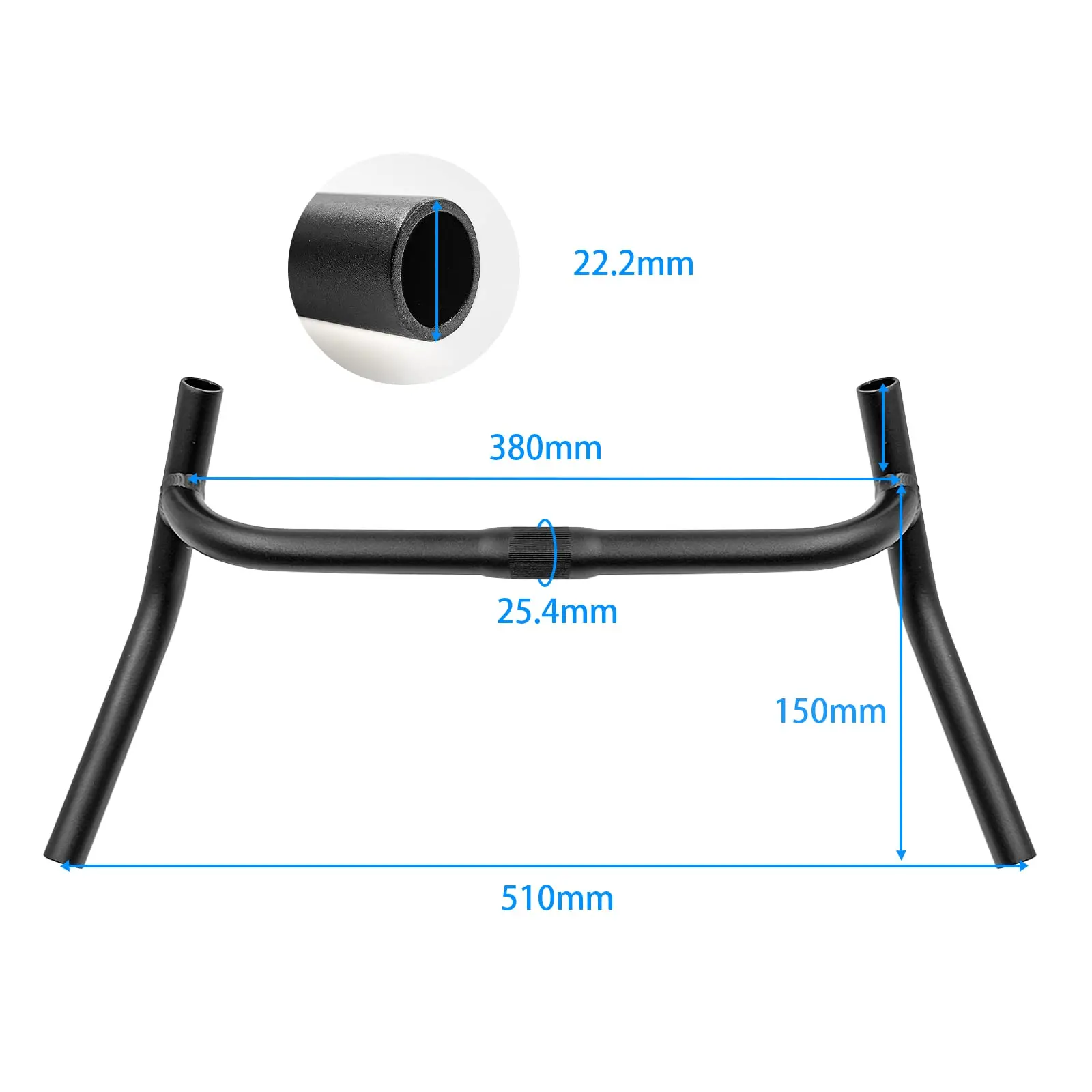 Bike Handlebar Drop Handlebar Aluminum Alloy Big Angle Bend Handlebar for Gravel Bikes Road Bikes MTB 22.2 * 25.4mm,380 * 510mm