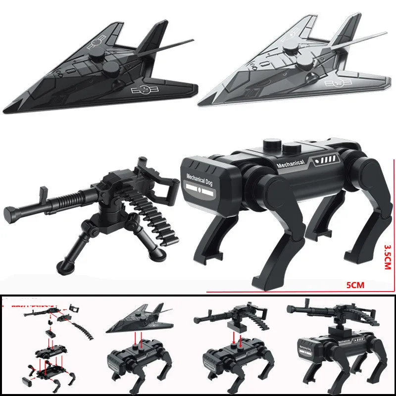 Army Invisible Drone Robotic Dog Building Blocks Military Weapons Figures Mechanical Dog Model Construction Bricks Toys