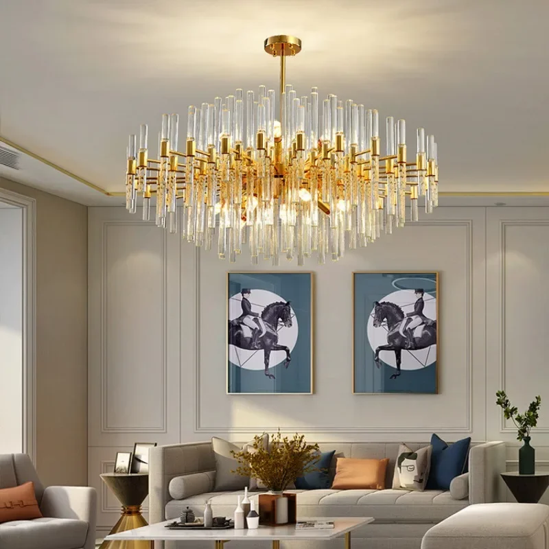 Modern simple living room lamp, high-end hall crystal chandelier