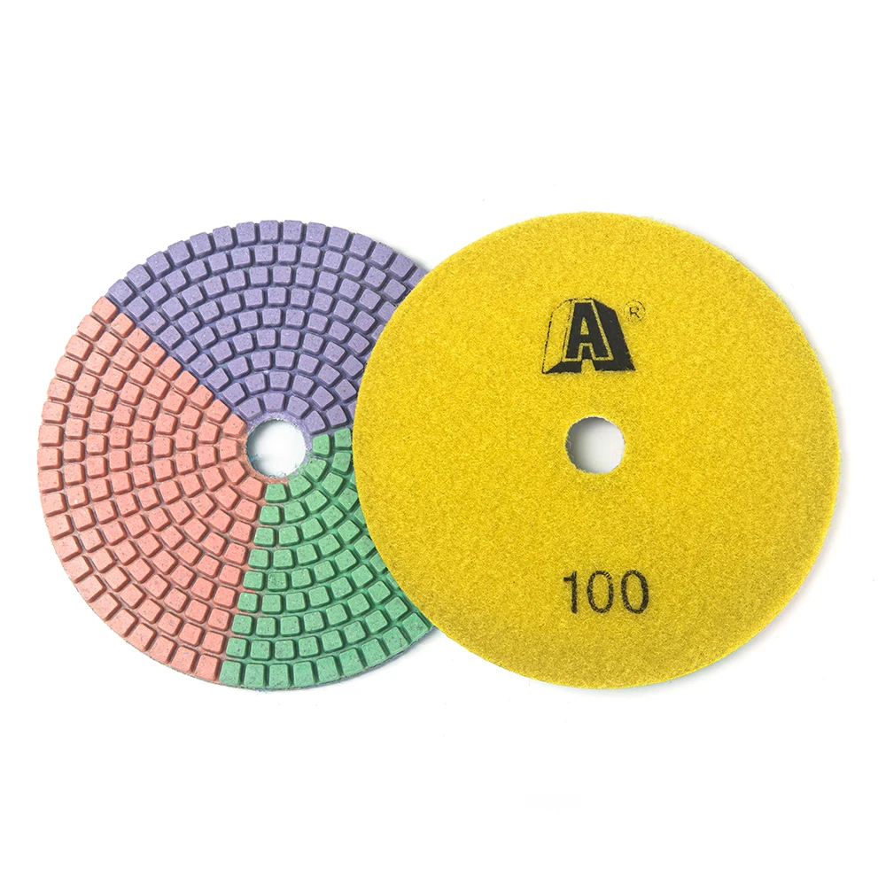 4 Inch 100mm 3-Colors Wet Diamond Polishing Pads Granite Abrasive Polishing Tool Stone Marble Concrete Floor Grinding Sheet Disc