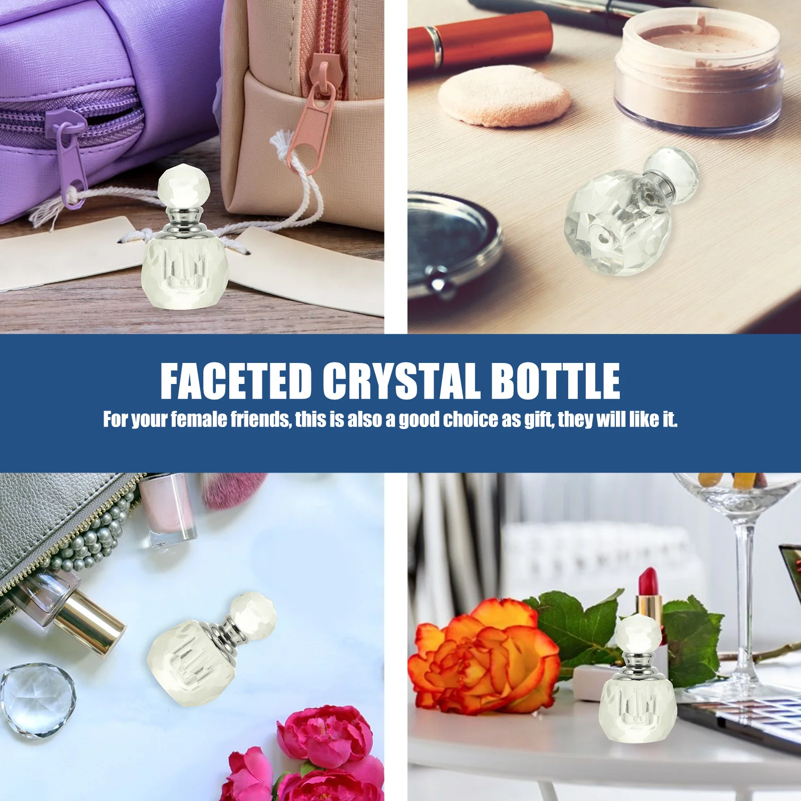 Gefacetteerde kristalheldere glazen parfumfles Vintage hervulbare transparante parfumopslagcontainer Lekvrije glazen fles