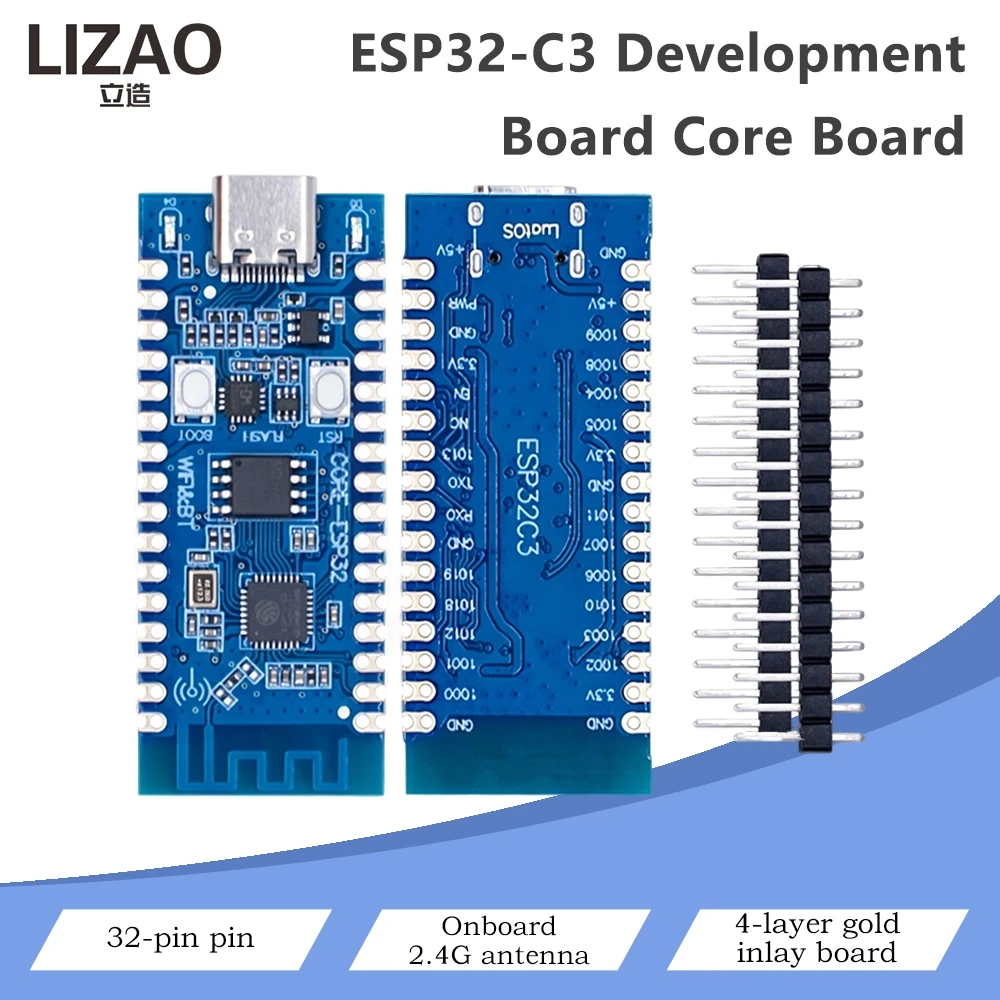 ESP32-C3 Core Development Board 32Pin 4-Layer Gold Plated PCB Onboard 2.4G Wi-Fi Bluetooth Antenna Type-C Interface RISC-V