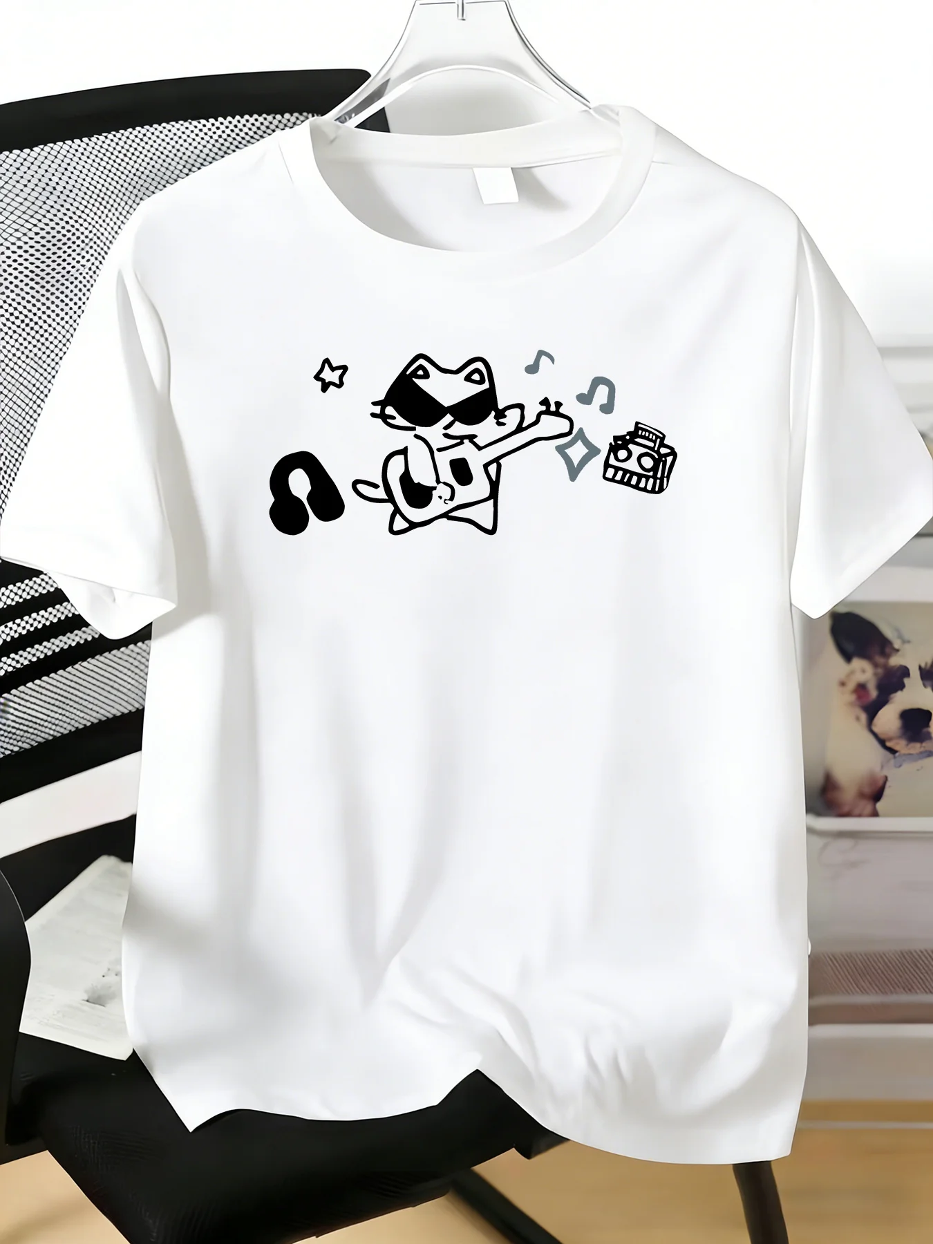 Rock Music Frog Guitar Graphic Mens Short Sleeve Crew Neck Tee Soft Light Cotton Male Street Style Daily Summer Casual Basic Top