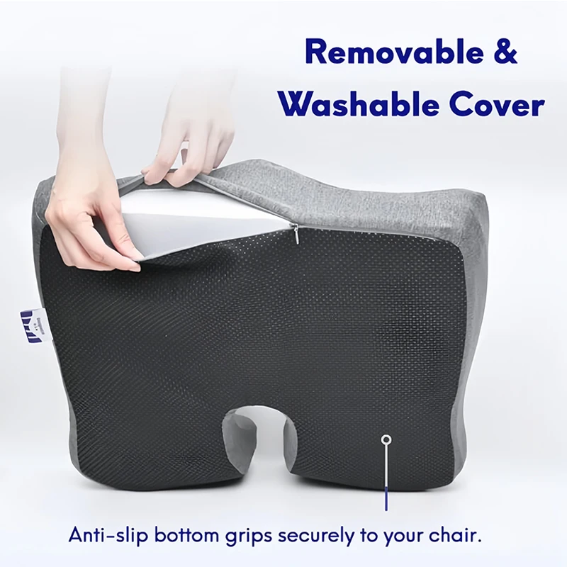 Pressure Relief Seat Cushion for Long Sitting Hours on Chair Extra Dense Memory Foam Relieve Hemorrhoids Coccyx Sciatica