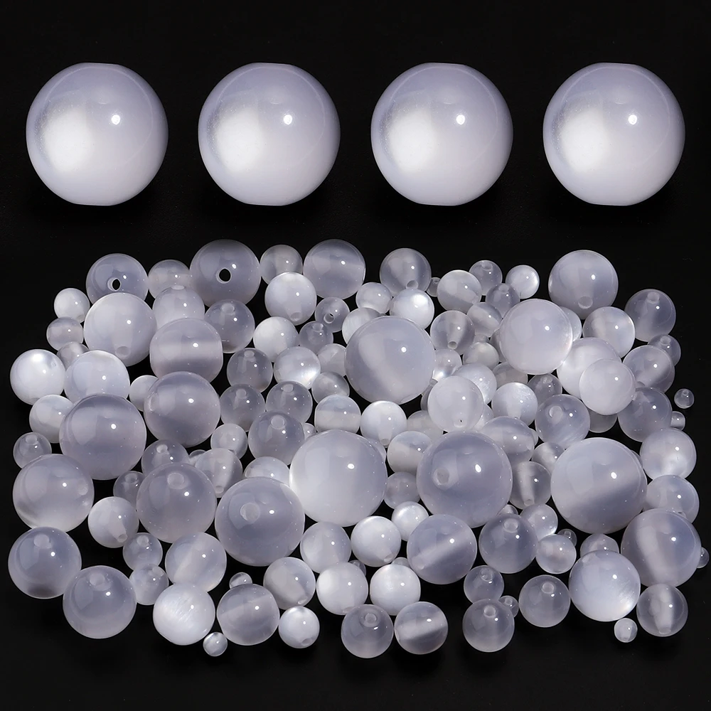 10-100pcs/lot Cat's Eye Resin Beads Mix Colors Round Loose Beads For Crafts Making DIY Phone Chains Decor Accessories Supplies