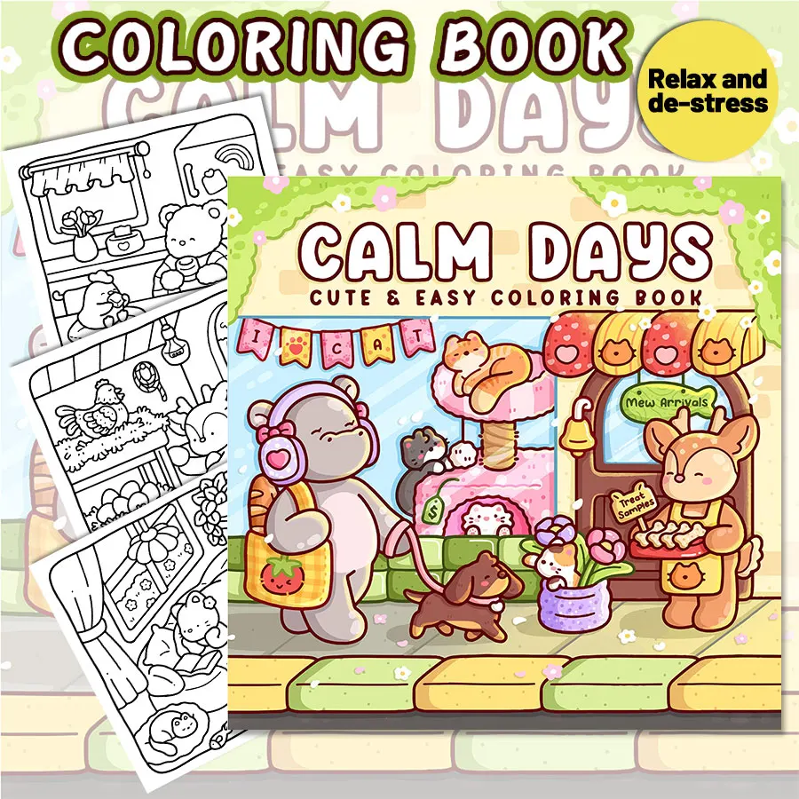 Juego de libros para colorear para adultos, temas cómodos de cuidado personal, colorear fácil y relajante para padres e hijos en casa