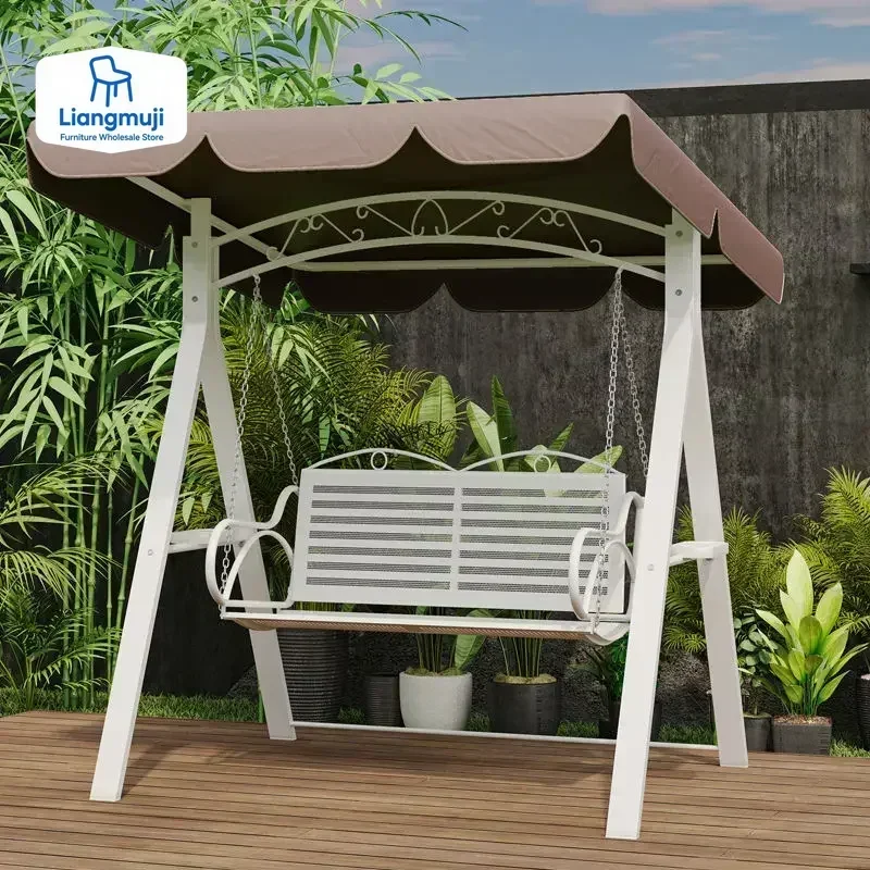 

Double Person Courtyard Garden Outdoor Home Swing Hanging Chair Outdoor Villa Wrought Iron Balcony Rocking Chair Hanging Basket