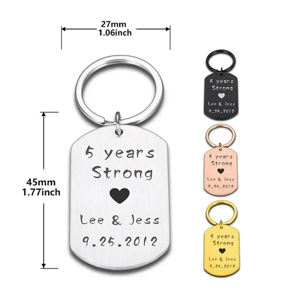 Customization Photo Keychain Couple Keychain Stainless Steel Keychains Laser Diy Engraving Name Date Custom Gift Key Accessories