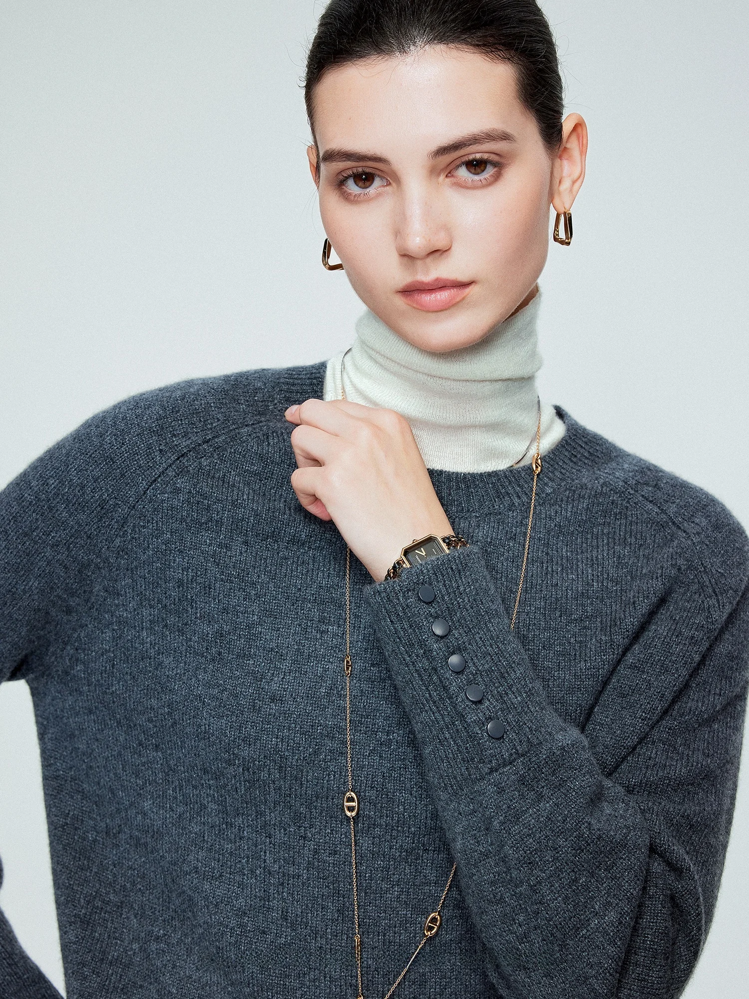 

Soft Camere round Ne Sweater BLANCWING Premium 7-Needle Thi Warm Comfortable Women's Knitted Woolen Top Casual Loose Fit