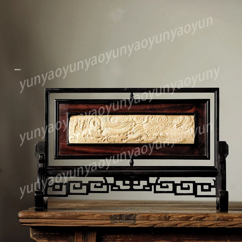 Red Sandalwood Insert Screen Indoor Entrance Home Furnishing Cultural and Play Decoration Ornament Case Pendulum