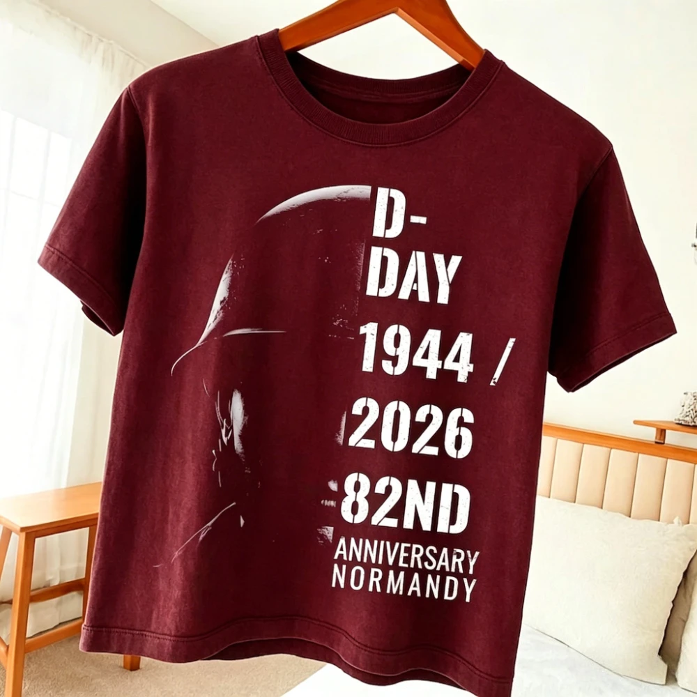 D-Day 82nd Anniversary Tshirt Normandy Veteran Remembrance Shirt Military History T-Shirt Men Crewneck Cotton Short Sleeve view 4