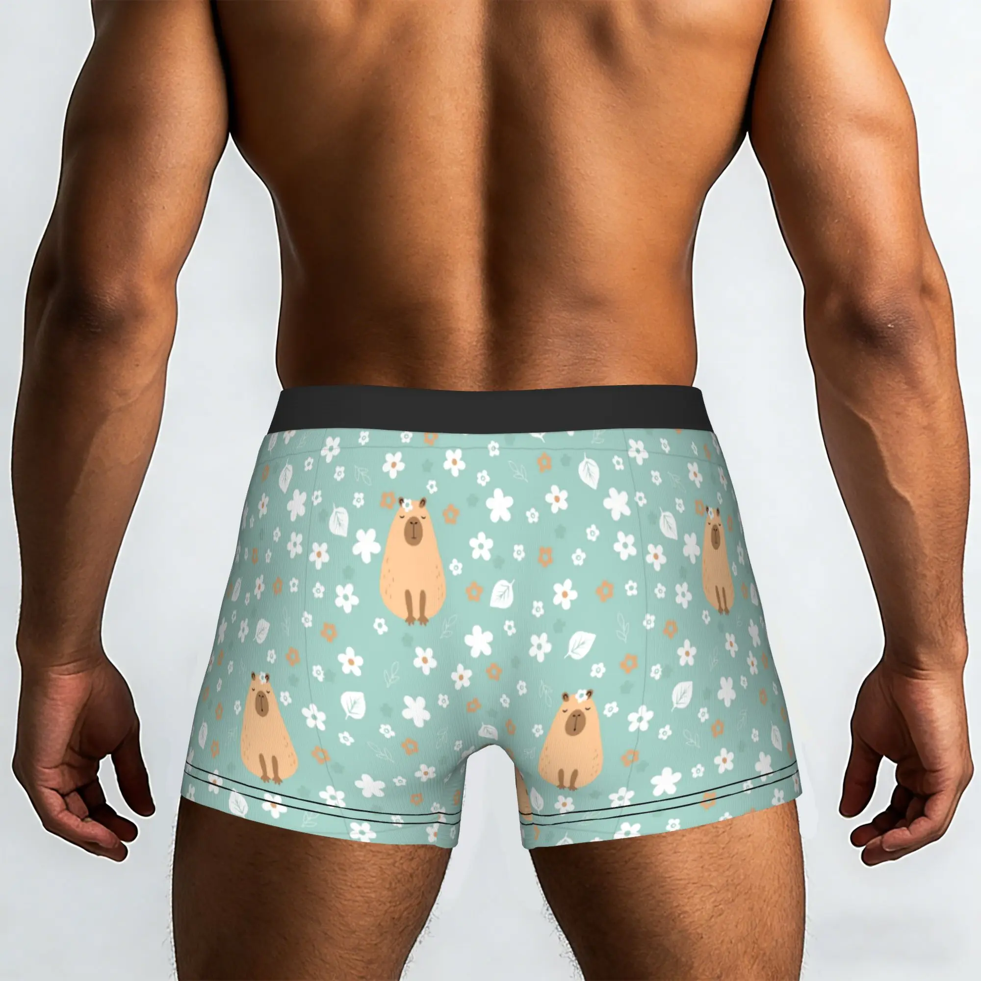 Custom Funny Capybara With Flowers Guinea Pig Underwear Men Stretch  Boxer Briefs Shorts Panties Soft Underpants For Male