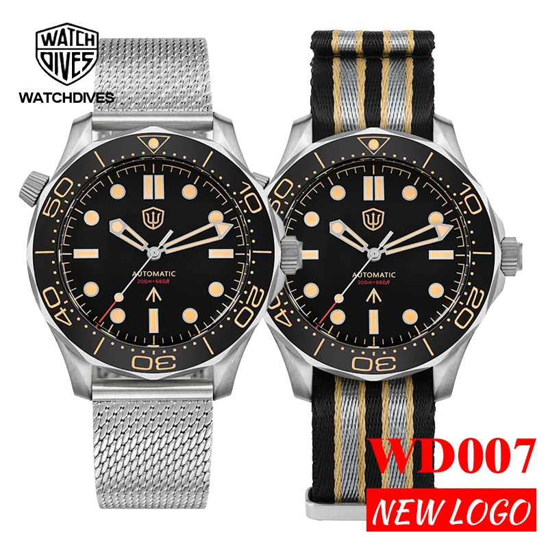 Watchdives NTTD Titanium Dive Watch WD007 NH35 Automatic Domed Sapphire Crystal C3 Super Luminous 100m Waterproof Wristwatch