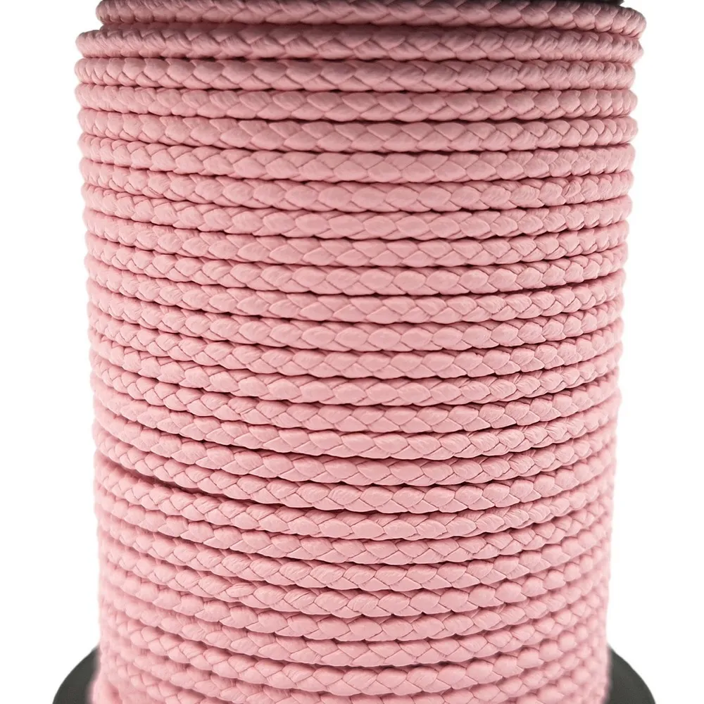 Pink Braided PU Leather Cords 2mm Round Microfiber Made Durable and Soft, Jewelry Making for Necklace Pendant