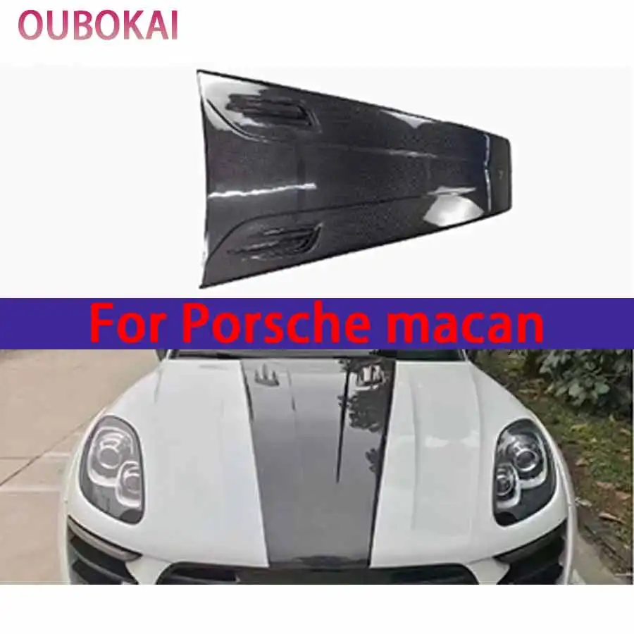 Carbon Fiber Cutout Cooling Engine Hood Cover For Porsche Macan Paste Style
