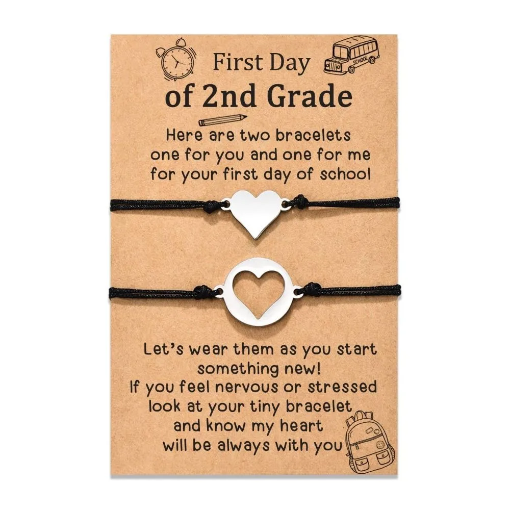 親子のブレスレット,調節可能,学校に戻る,中空の心,シンプルなギフト,2個