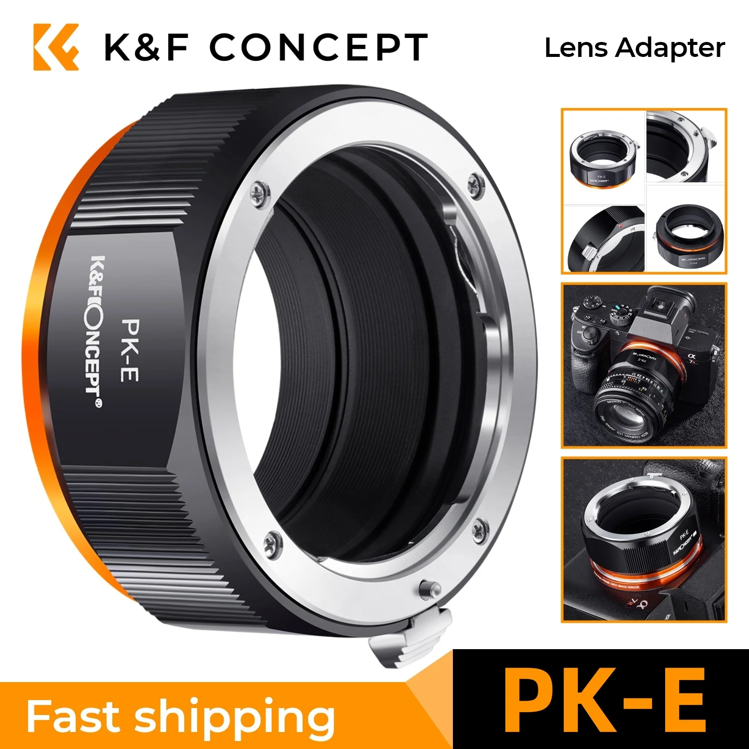 K&F Concept PK-E Camera Lens Mount Adapter for Pentax K PK Lens to Sony NEX E Mount Camera A5000 A5100 A6000 A6300 A6500 MF