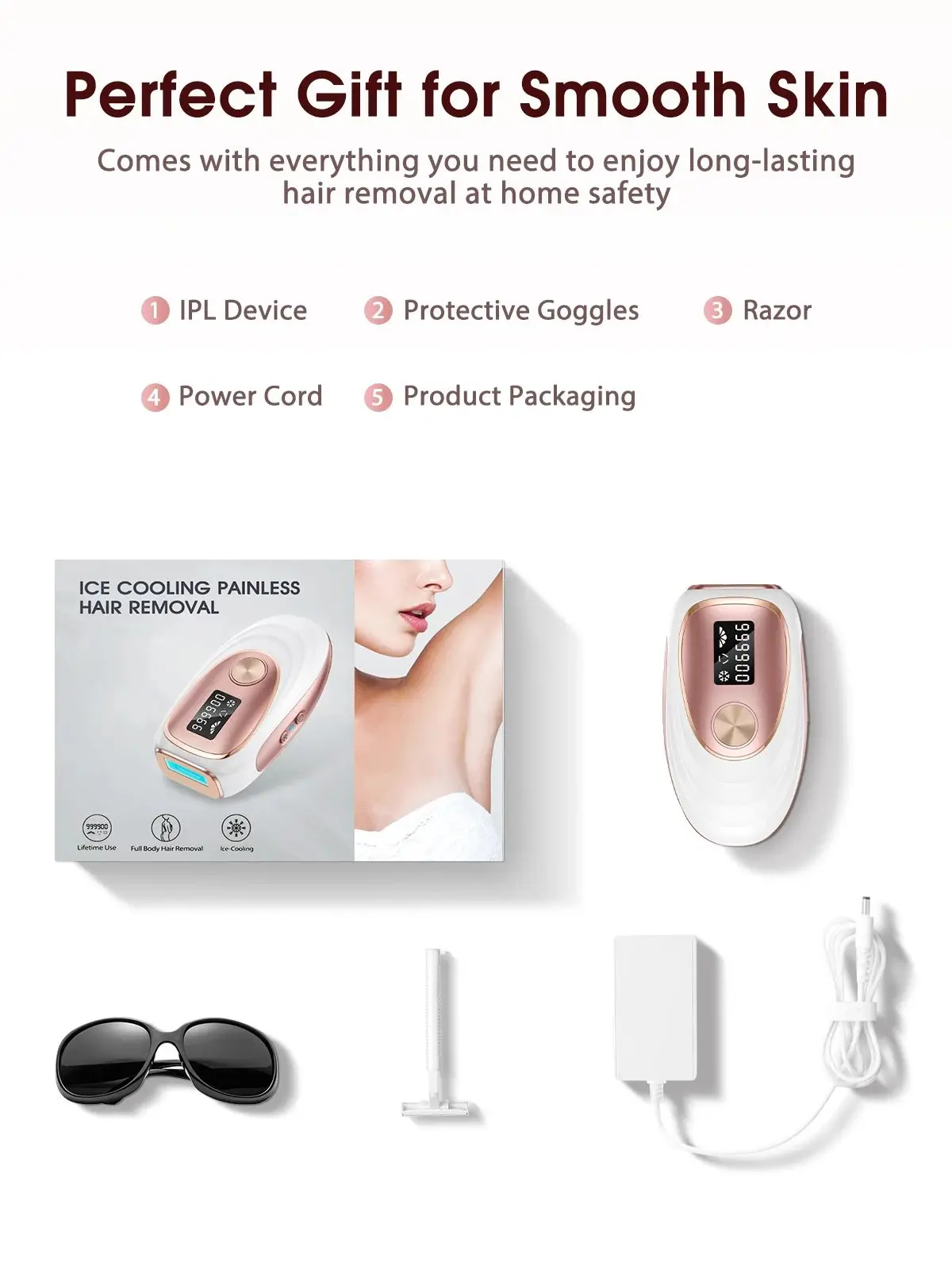 2025 IPL Laser Hair Removal Device for Women Men 45°F Ice-Cooling for Painless & Long-Lasting Results Laser for Full Body Bikini
