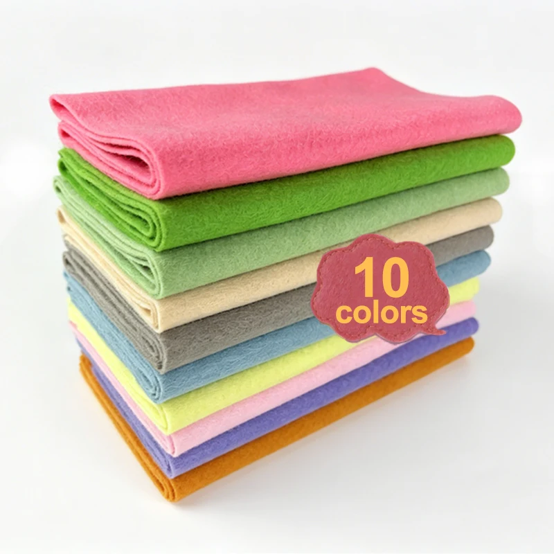 10 Pieces of 90* 20cm Soft Felt Fabric, Non-Woven Fabric, Sewing Material, Thickness 1.4 Mm, Suitable for DIY Sewing Crafts, Doll Accessories, Holiday Decorations, Christmas, Day of the Dead Supplies, Patchwork, and Furniture Decoration