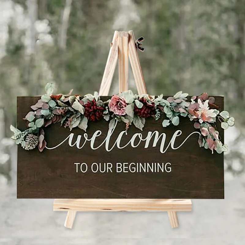 Mr Mrs Wedding Love Wood Display Easels Rustic Wedding Engagement Decor Frame Painting Poster Weeding Table Decor Diy Tripod