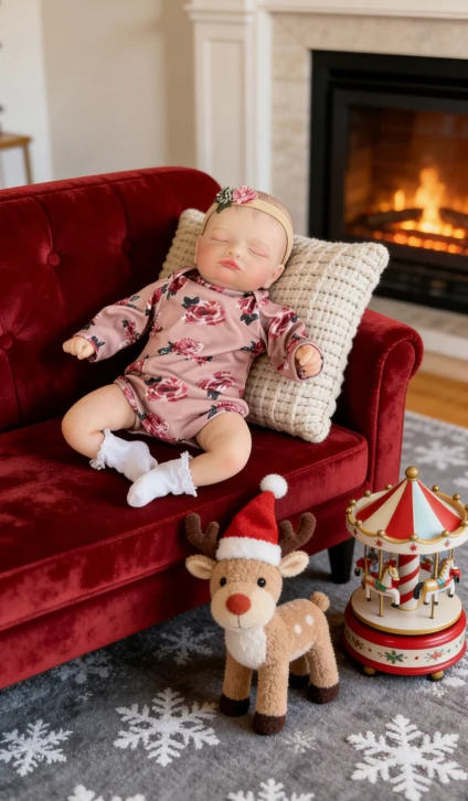 NPK 17'' Reborn Rosalie Schlafendes Baby Mädchen mit Stoffkörper/Ganzkörper Vinyl 3D-Bemalungshaut mit vielen Details Adern Bebe Toys