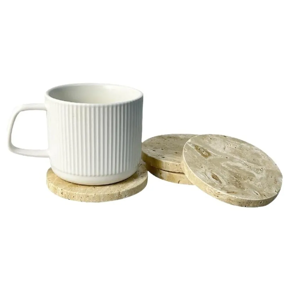 

Natural Marble Coasters Placemat Travertine Combinable Jewellery Display Plate Vintage Non-Slip Insulation Pads