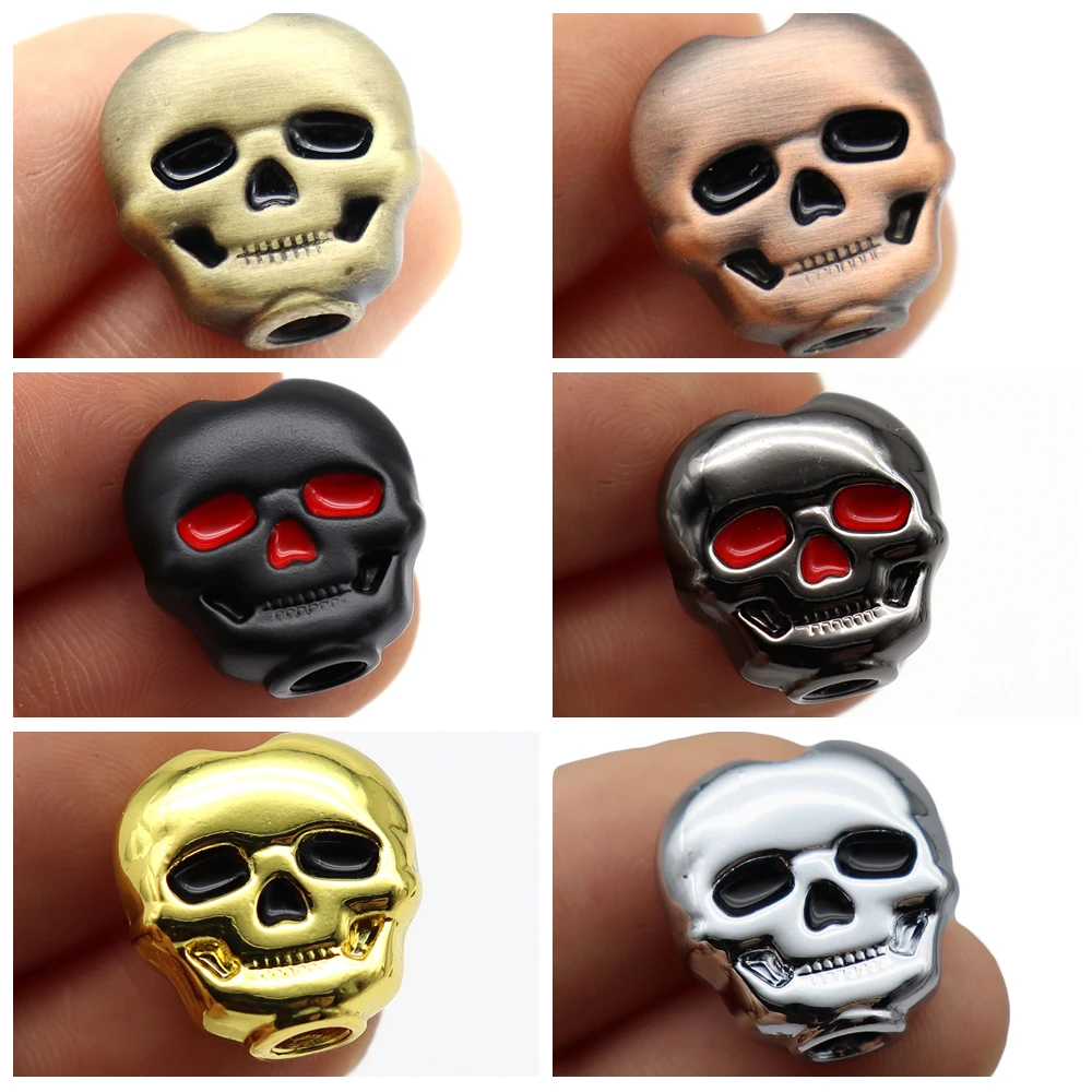 6 Stück Gitarren-Knopfgriffe in Totenkopfform aus Metall für Folk-, E- und Akustikgitarren – Detail 1