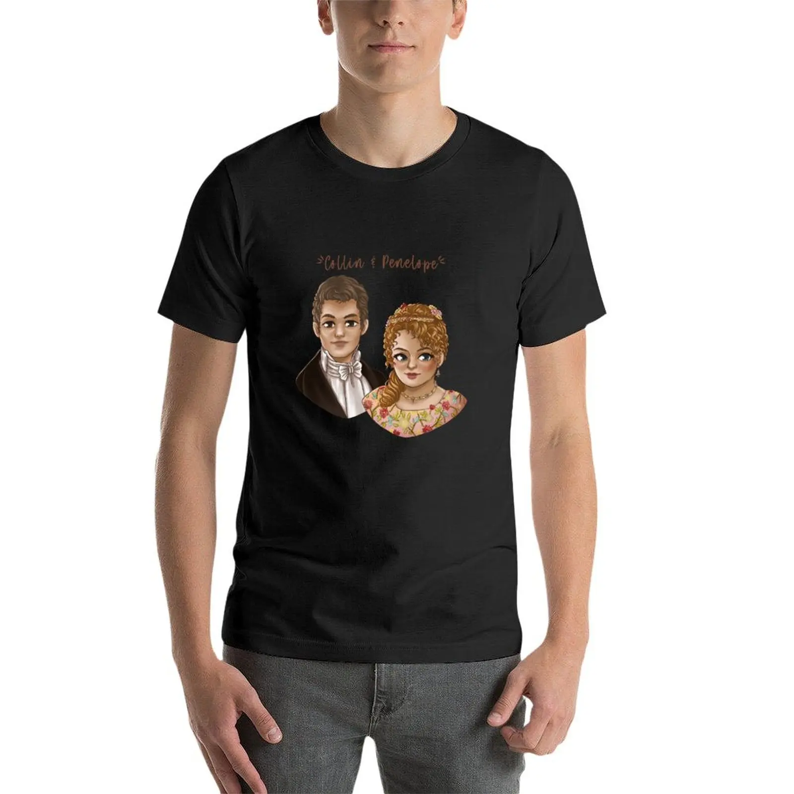 Amo Collin e Penelope camiseta, roupas vintage, tops gráficos bonitos para homens