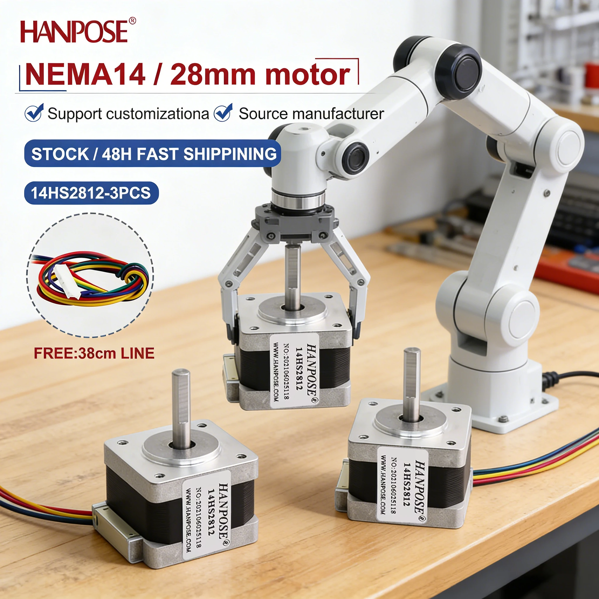 NEMA14  3PCS 14HS2812 Miniature Stepper Motor 0.15N. m 1.3A 3D Printing Accessories Motor Manufacturer Direct Sales in Stock