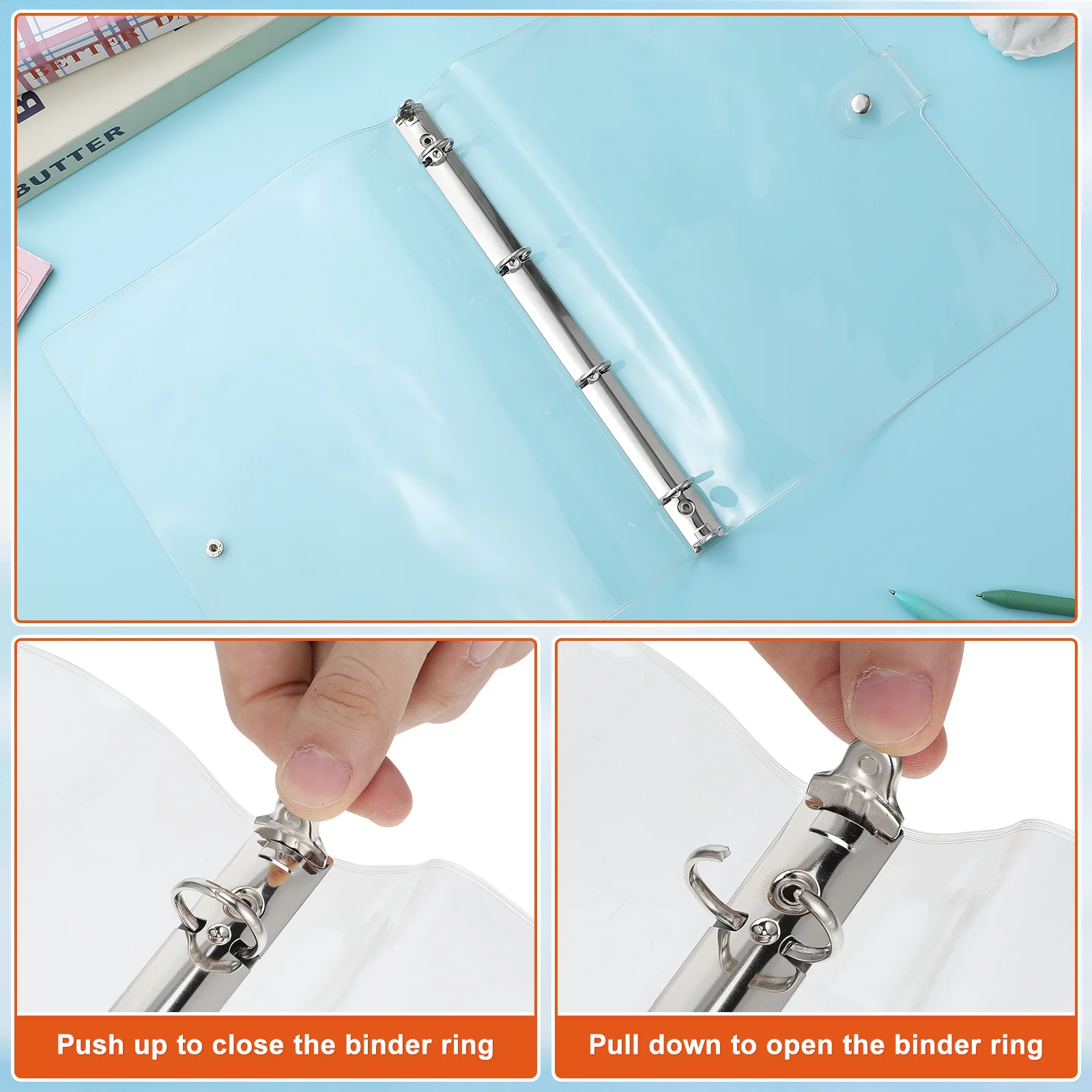 Cartella di copertura per notebook trasparente con raccoglitore a fogli mobili in plastica A4 per album di studio per ufficio