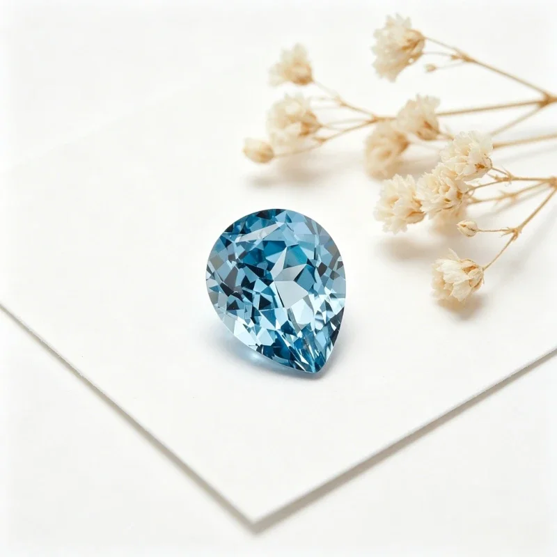 Synthetischer Edelstein Saphir Birnenform Aquamarin-Farbe Zertifiziert Handgeschliffen – Detail 5