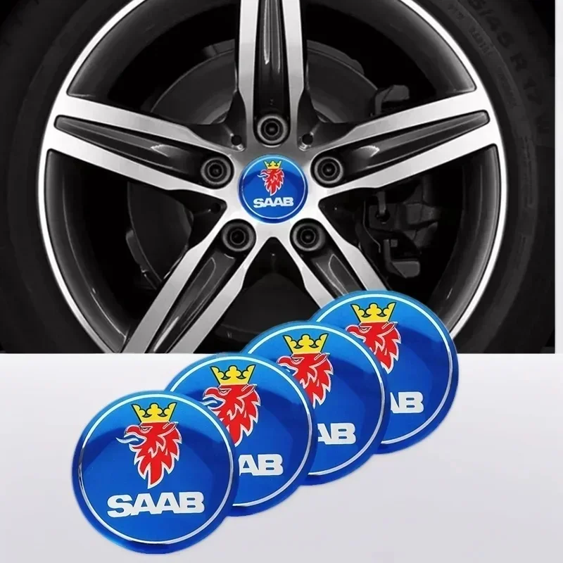 4 قطعة 56 مللي متر سيارة عجلة مركز محور قبعات شعار ملصقات ل صعب 9-3 9-5 900 9000 صعب 93 95 سيارة التصميم #1