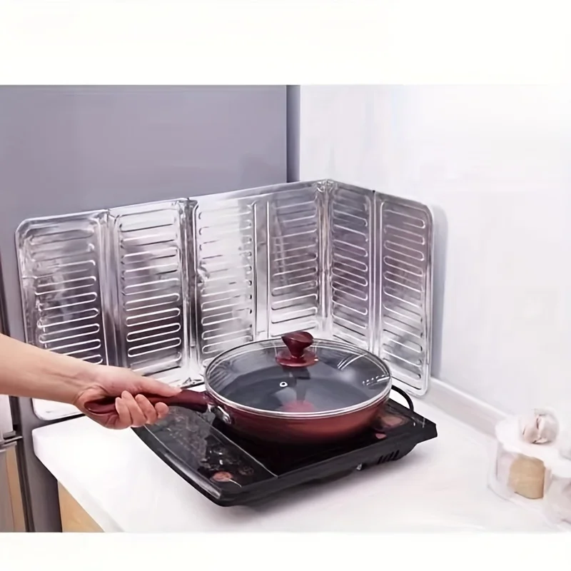 

1 шт., брызговик для кухонного масла, металлический щиток для плиты, теплоизоляционная панель для газовой плиты, барьер для смазки для приготовления пищи из алюминиевой фольги