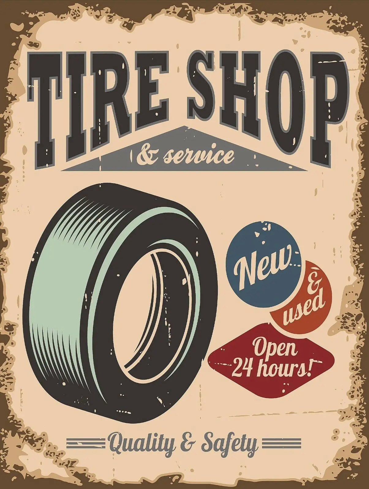 Tire Shop Vintage Tin Signs Shabby Chic Plate Wall Art Poster Home Bar Pub Room Wall Signs