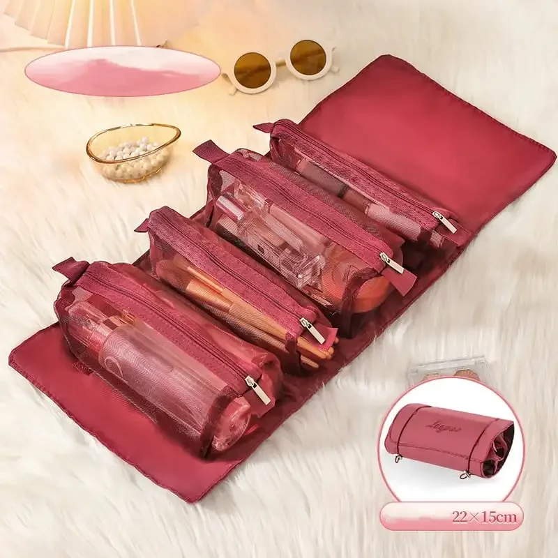 

4Pcs in 1 Portable Cosmetic Travel BagDetachable Multifunctional Simple Travel Storage Bag Folding Travel Toiletries Storage Bag