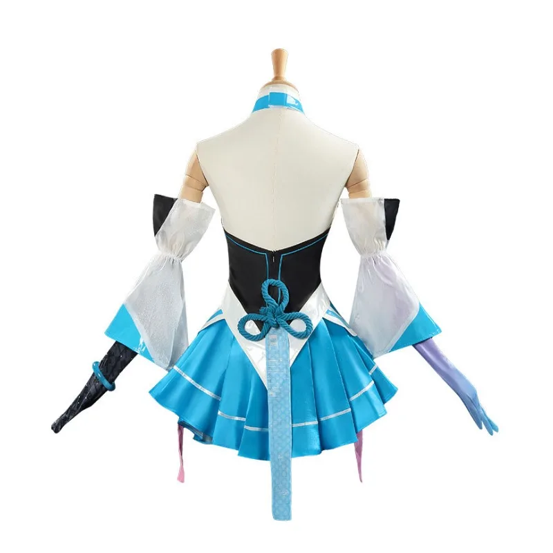 لعبة ناراكا: زي كوريمي التنكري من Bladepoint، تنورة بيضاء وزرقاء مع إكسسوارات، مجموعة كاملة من أزياء لعب الأدوار للنساء