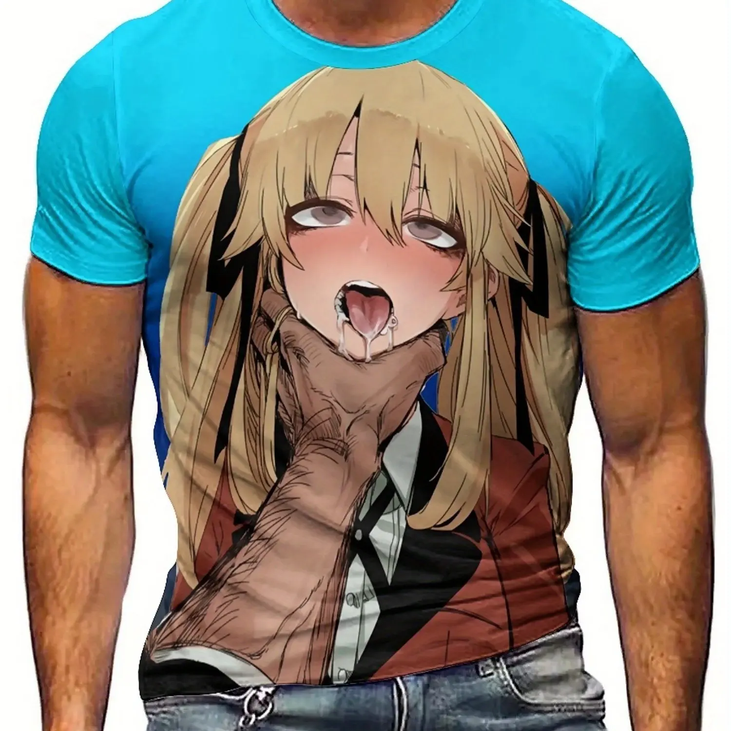 Plus Size Anime Graphic T-Shirt for Men & Women - Soft Polyester 3D Print Short Sleeve Tee with Vibrant Anime