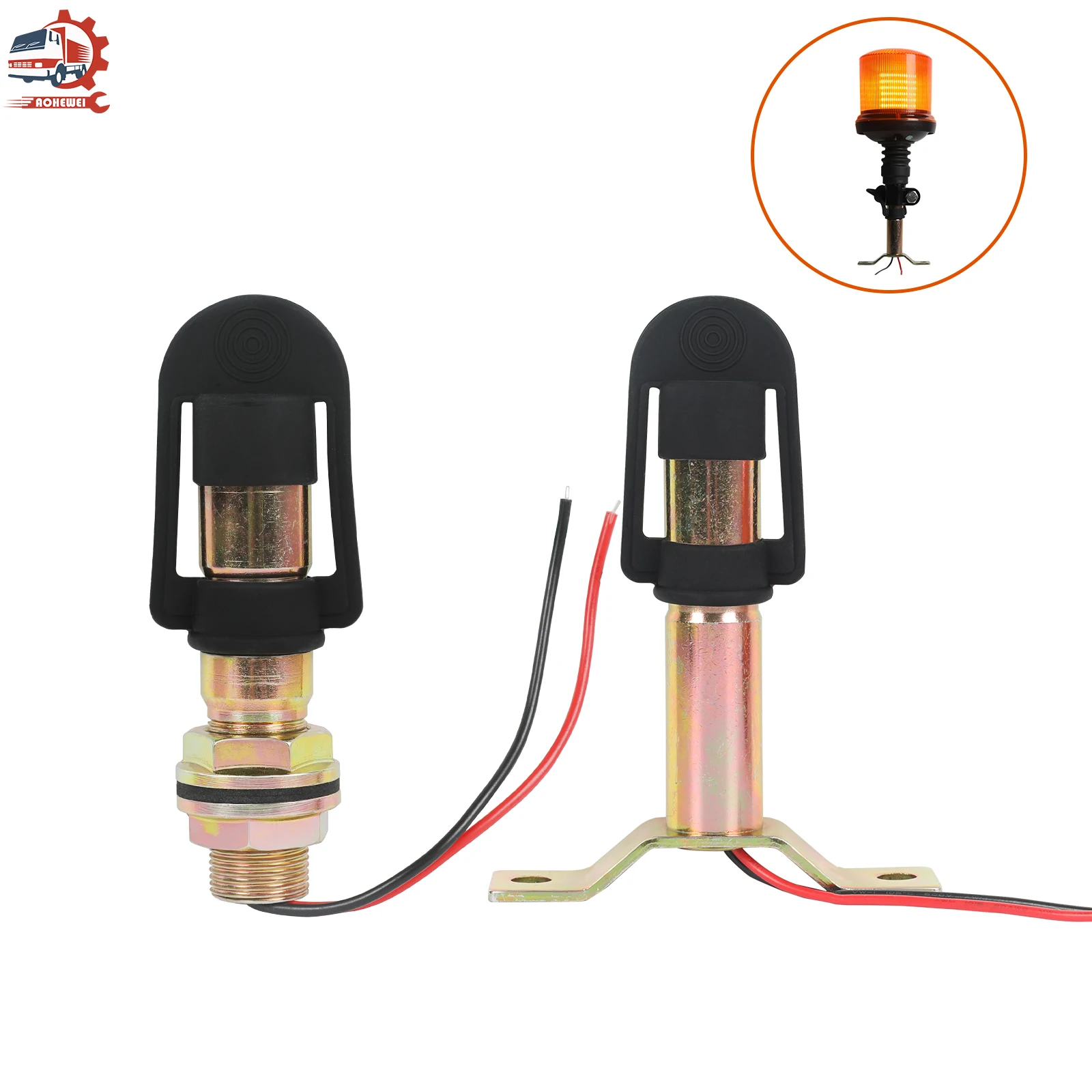 

AOHEWEI Tractor Strobe Warning Light Metal Bracket DIN Pole With Wire Golden Bracket Accessories For Tractor Warning Light