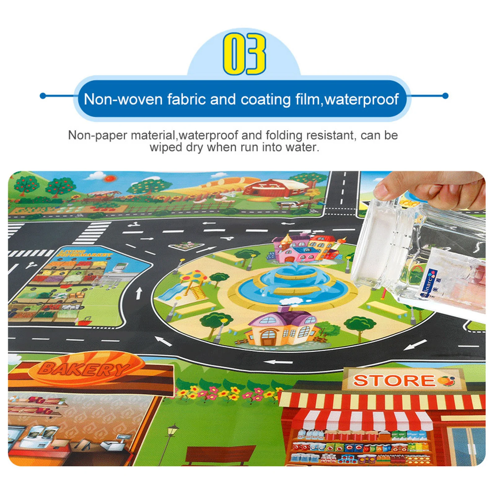 Children Pretend Play Mats Parent-Child Interaction Game Map Rug for Playroom & Kid Bedroom