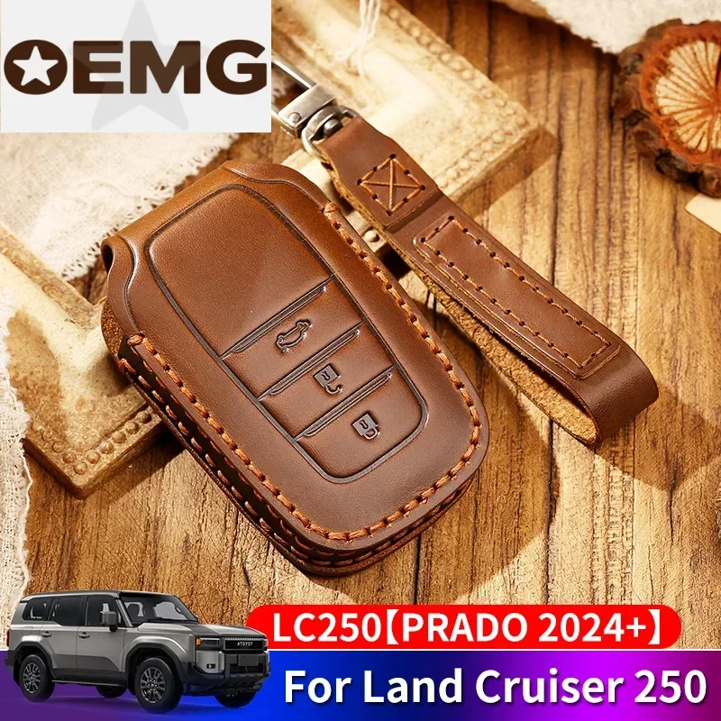 

New for Toyota Land Cruiser 250 2024 Key Cover 2025 Prado Lc250 Car Fob Key Case Leather Cover Shell Accessories