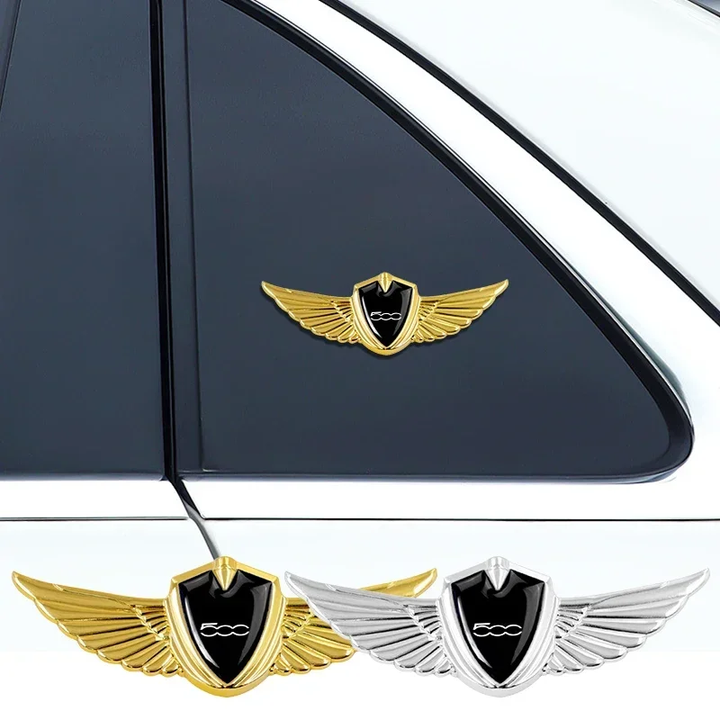 3D Metal Wings Stying Car Trunk Fender Emblem Stickers for Fiat 500 500L 500C 500X Punto Abarth Bravo 500E Car Accessories