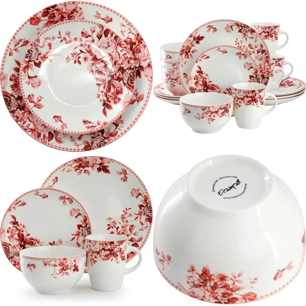 

Набор посуды из 16 предметов, элегантный красный цвет, на 4 персоны