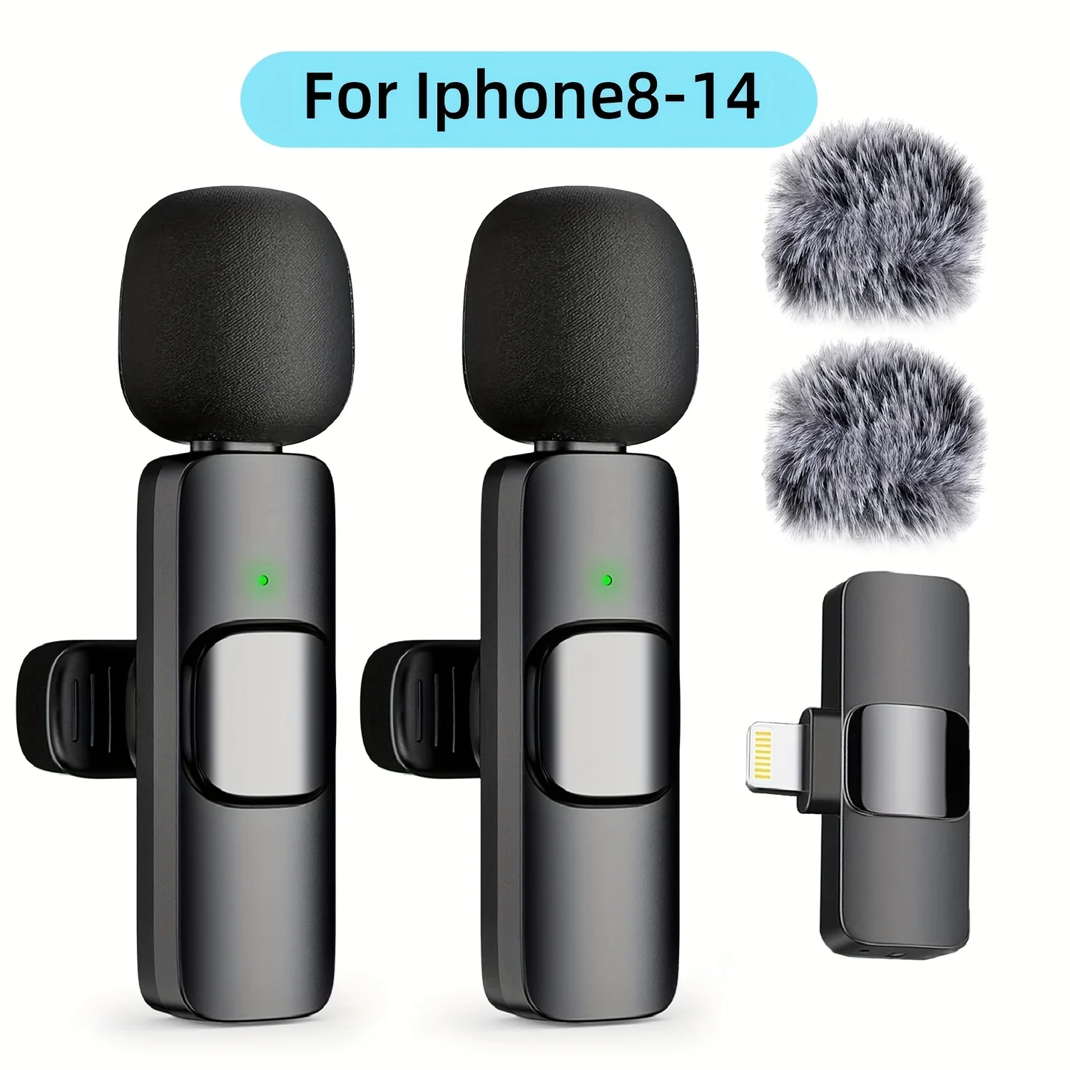 ميكروفون Beekinn اللاسلكي - USB-C قابل لإعادة الشحن، 2.4 جيجا هرتز، التوصيل والتشغيل، مناسب لأجهزة iPhone وiPad وAndroid والصوت